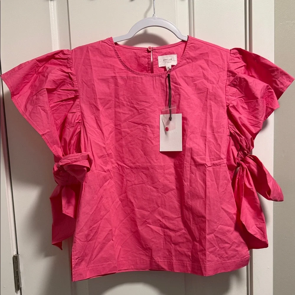 Pink Ruffle Sleeve Top - Picture 1 of 9